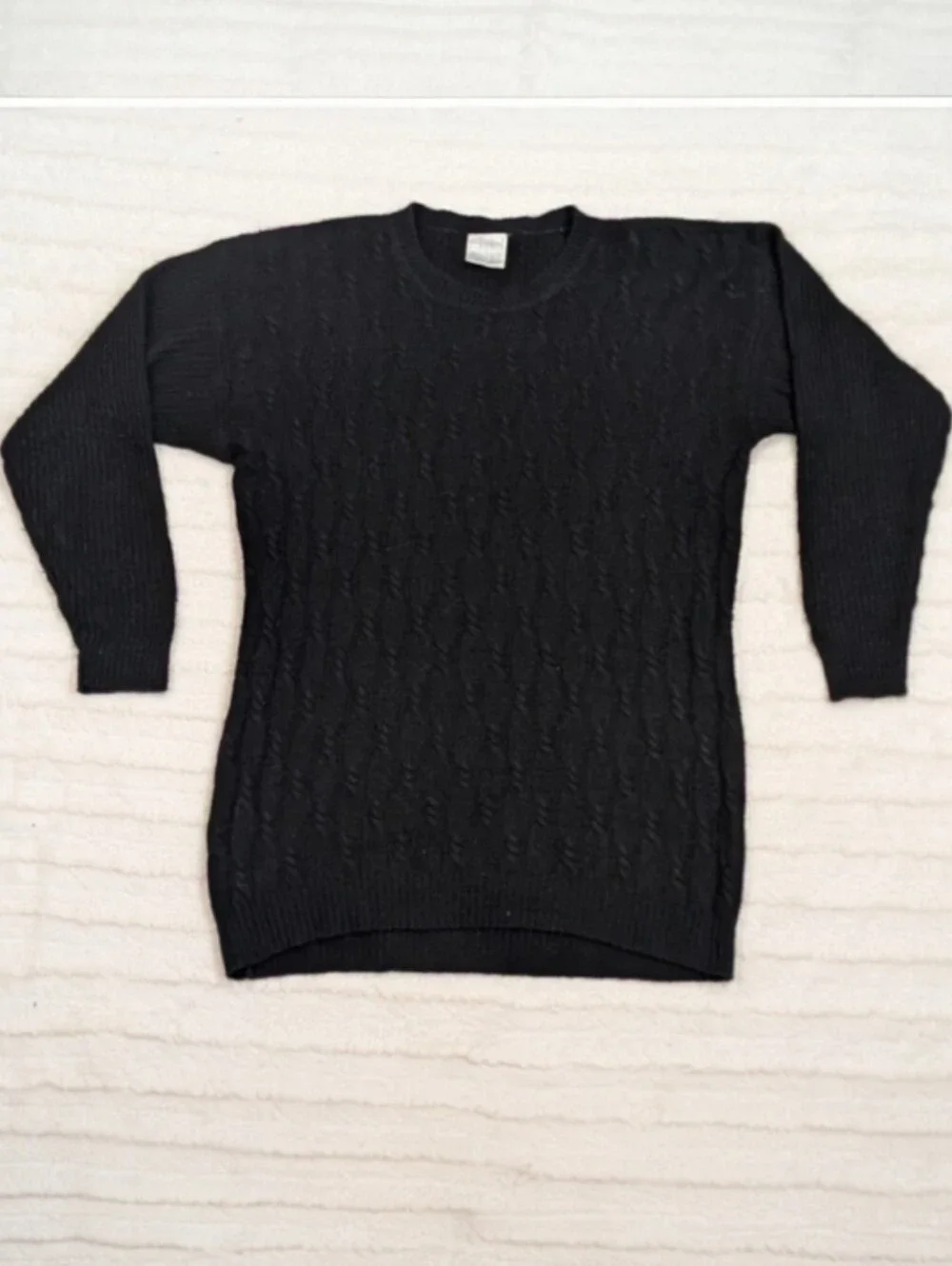Vintage Mervyns Silk-Angora Blend Crew Neck Cable Knit Sweater